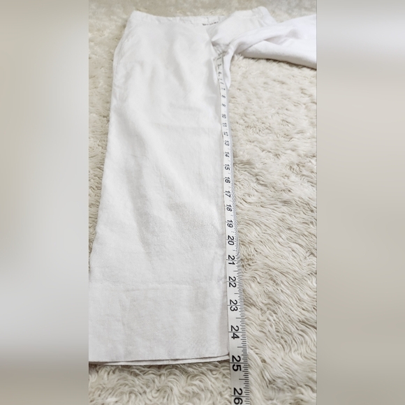 THEORY Linen Blend Slim-Leg Crop/Ankle Pants White Sz 6 | Office Business Boss - Picture 4 of 7